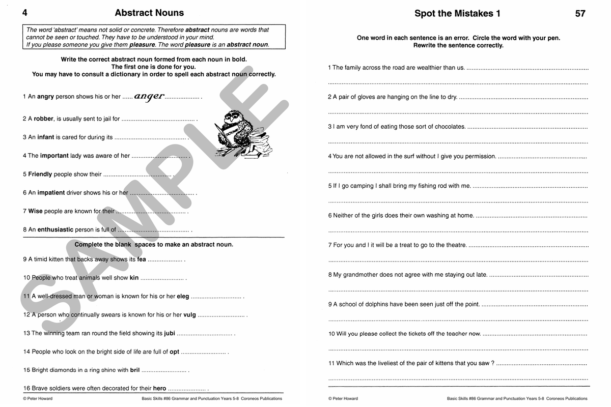 Grammar & Punctuation Level 2 Yrs 5 - 8 sample page