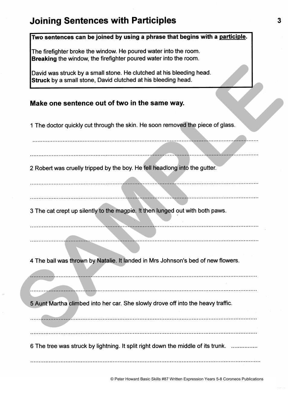 Written Expression for Selective & Scholarship exams sample page