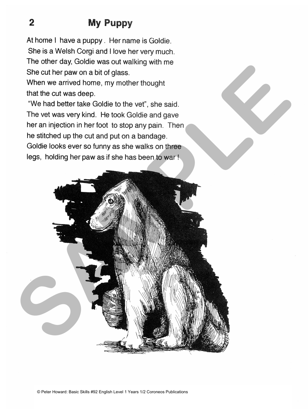 English Level 1 Yrs 1 - 2 sample page
