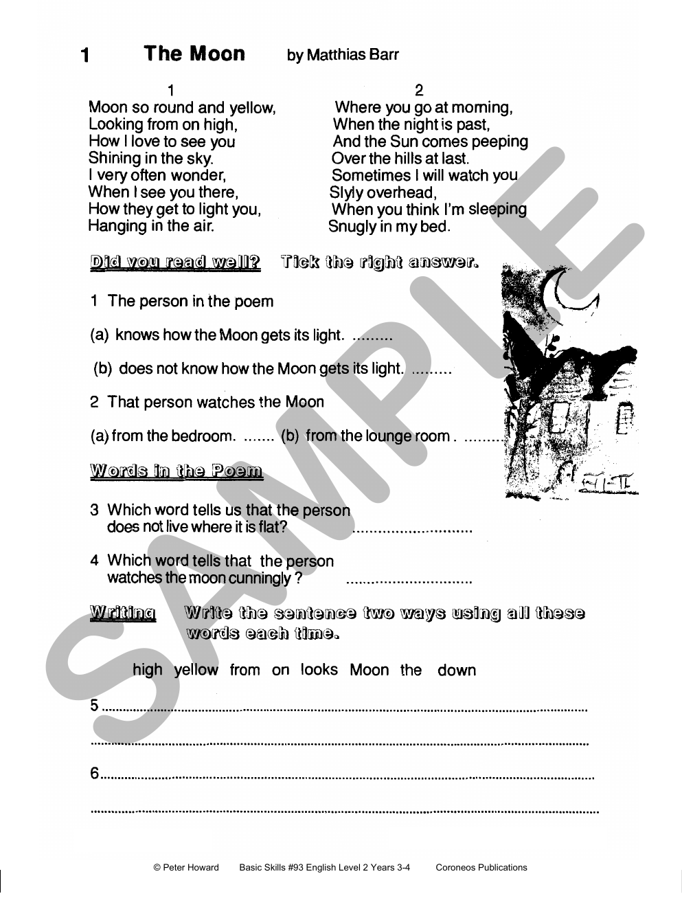 English Level 2 Yrs 3 - 4 sample page