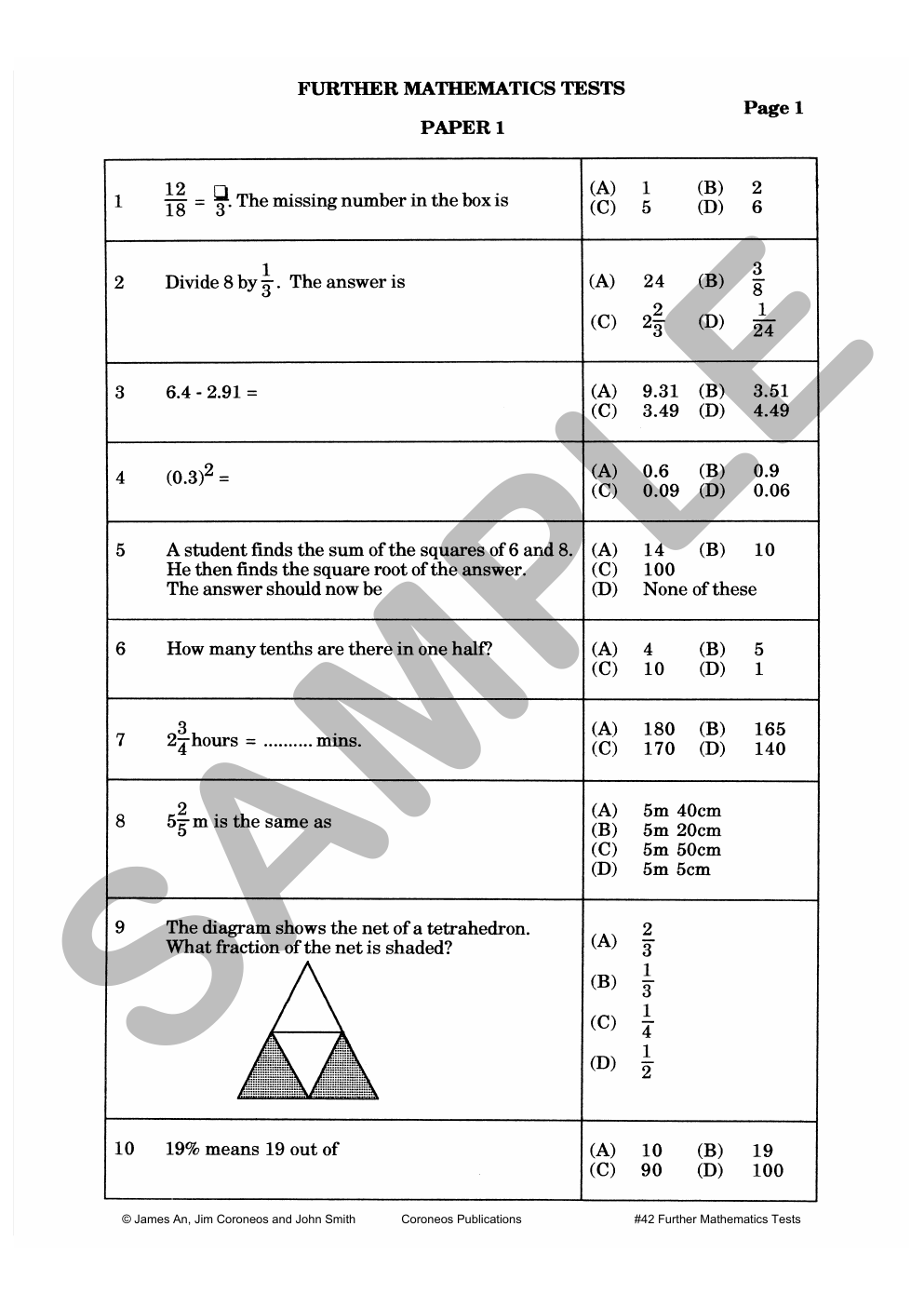 Further Mathematics Tests for Selective Schools and Scholarship Examinations (Basic Skills No. 42) sample page