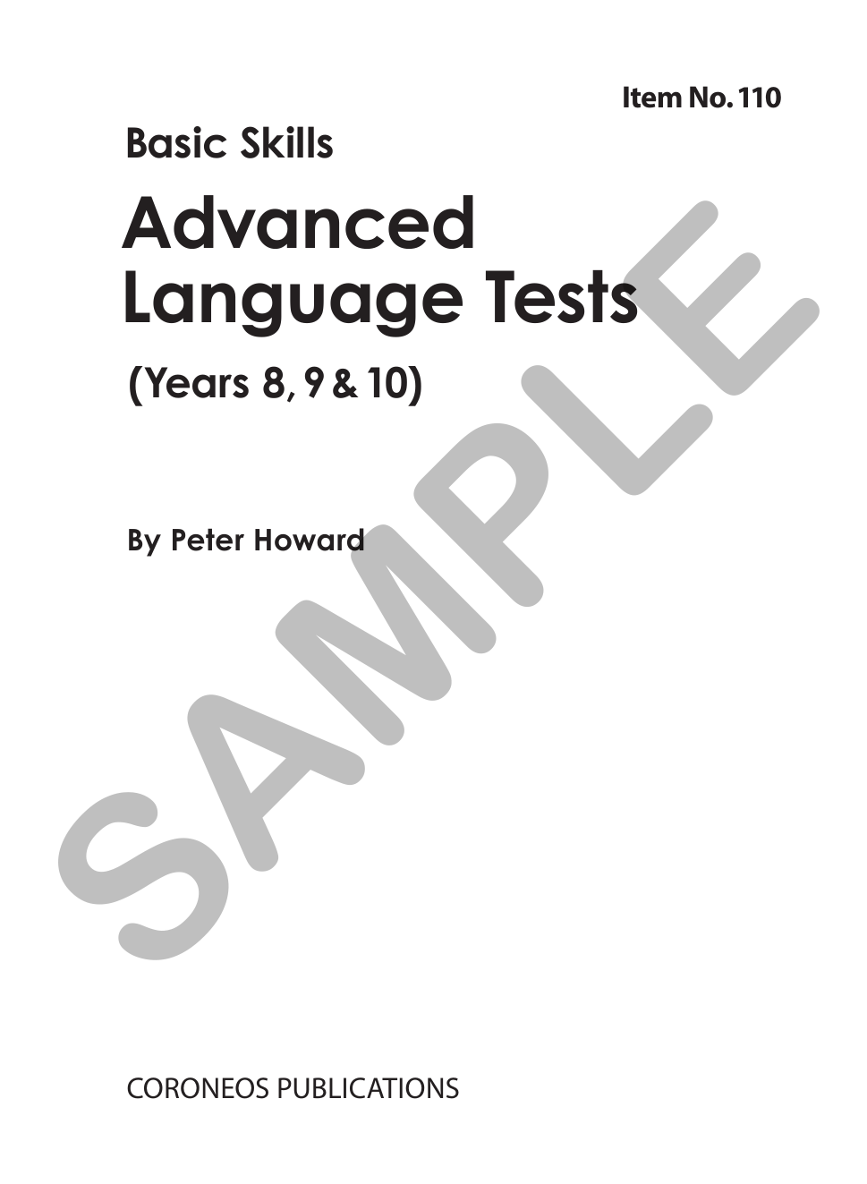 Advanced Language Tests Yrs 8 - 10 sample page