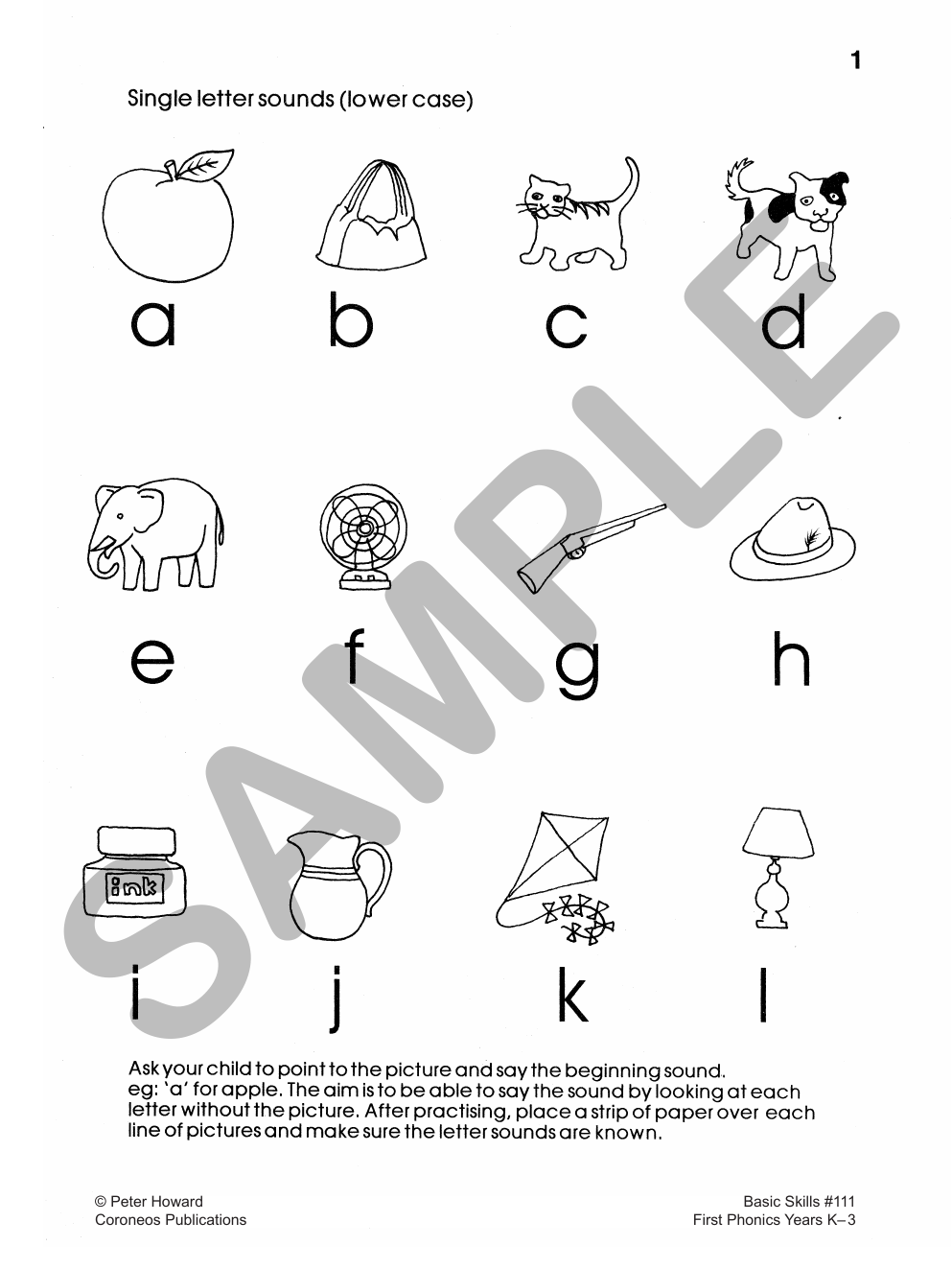 First Phonics Yrs K to 3 sample page