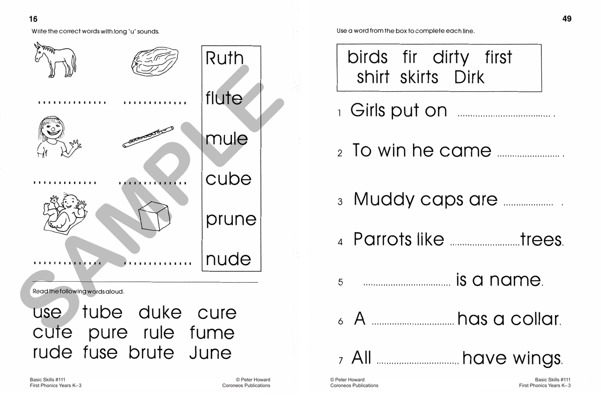 First Phonics Yrs K to 3 sample page