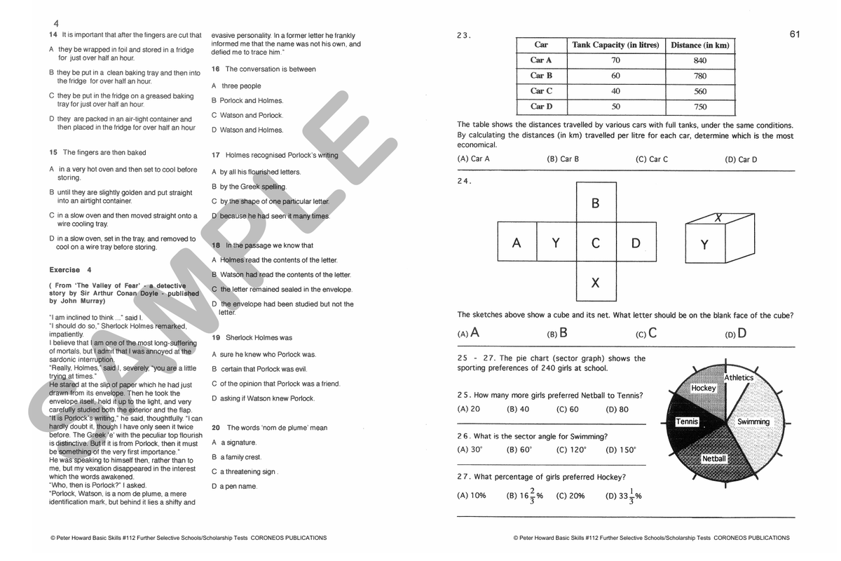 Further Selective School and Scholarship Tests sample page