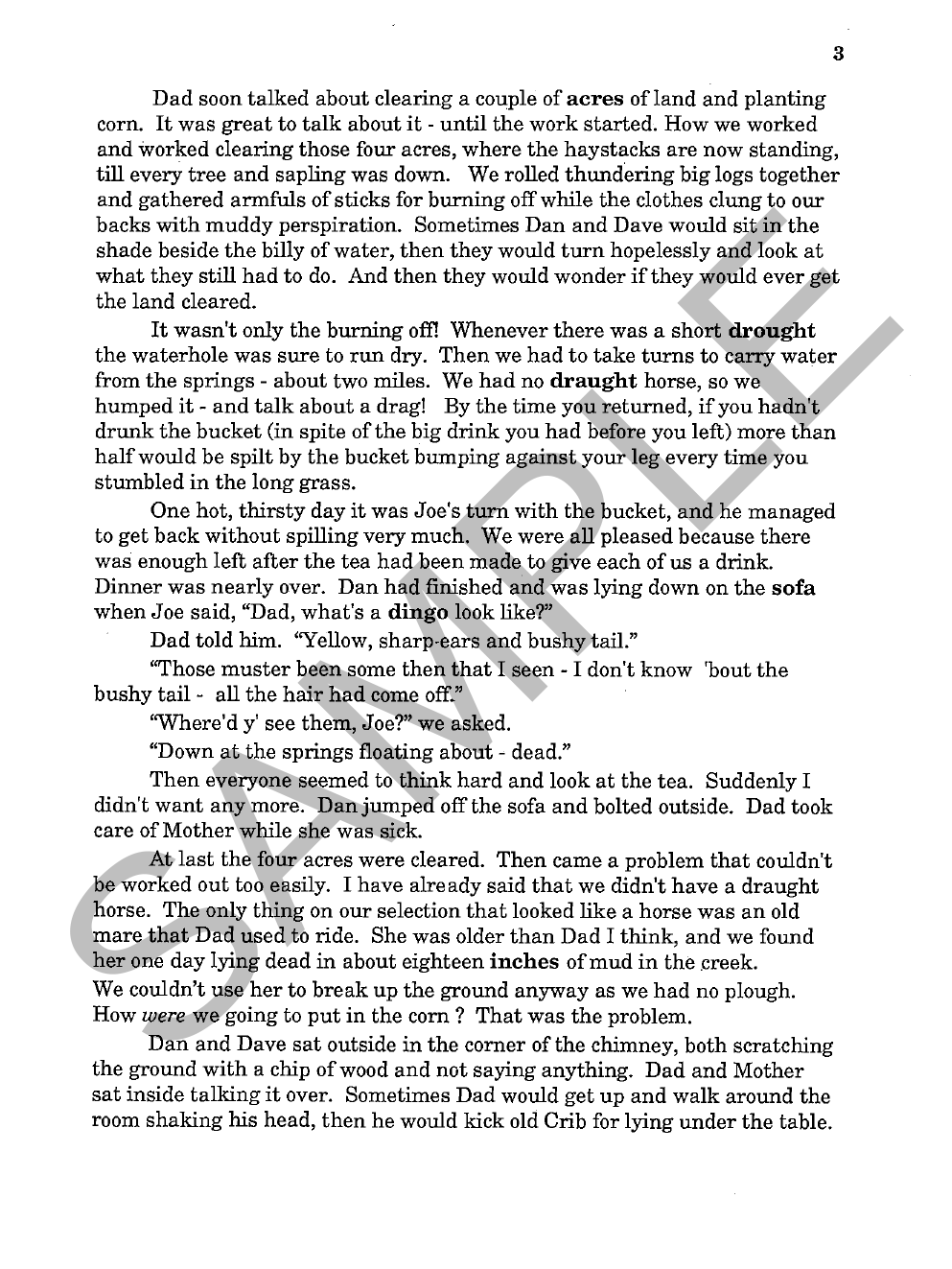 Dad & Dave by Steele Rudd Yrs 3 to 8 sample page