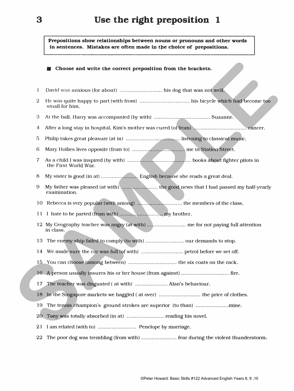 Advanced English Yrs 8 - 10 sample page