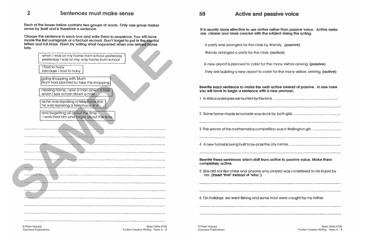 Further Creative Writing Yrs 5 to 8 sample page