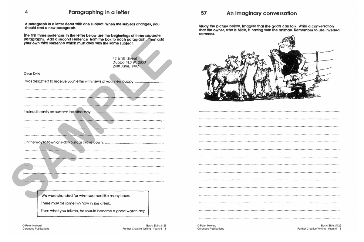 Further Creative Writing Yrs 5 to 8 sample page
