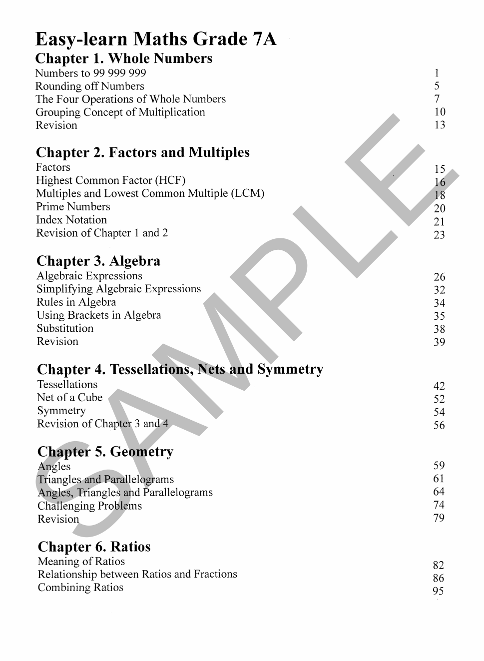 Basic Skills - Easy Learn Maths 7A Years 6-8 sample page
