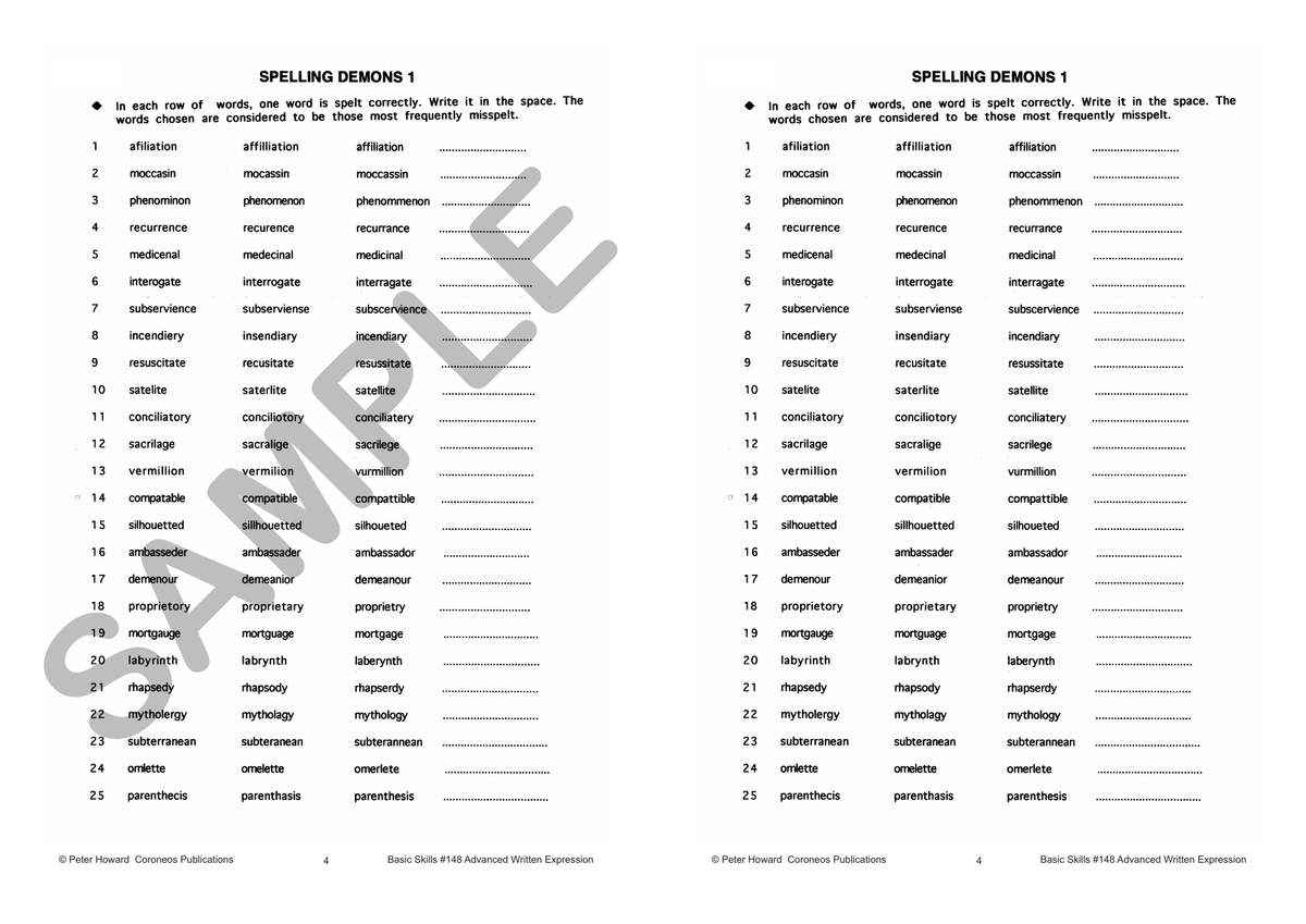 Advanced Written Expression Yrs 8 to 10 sample page