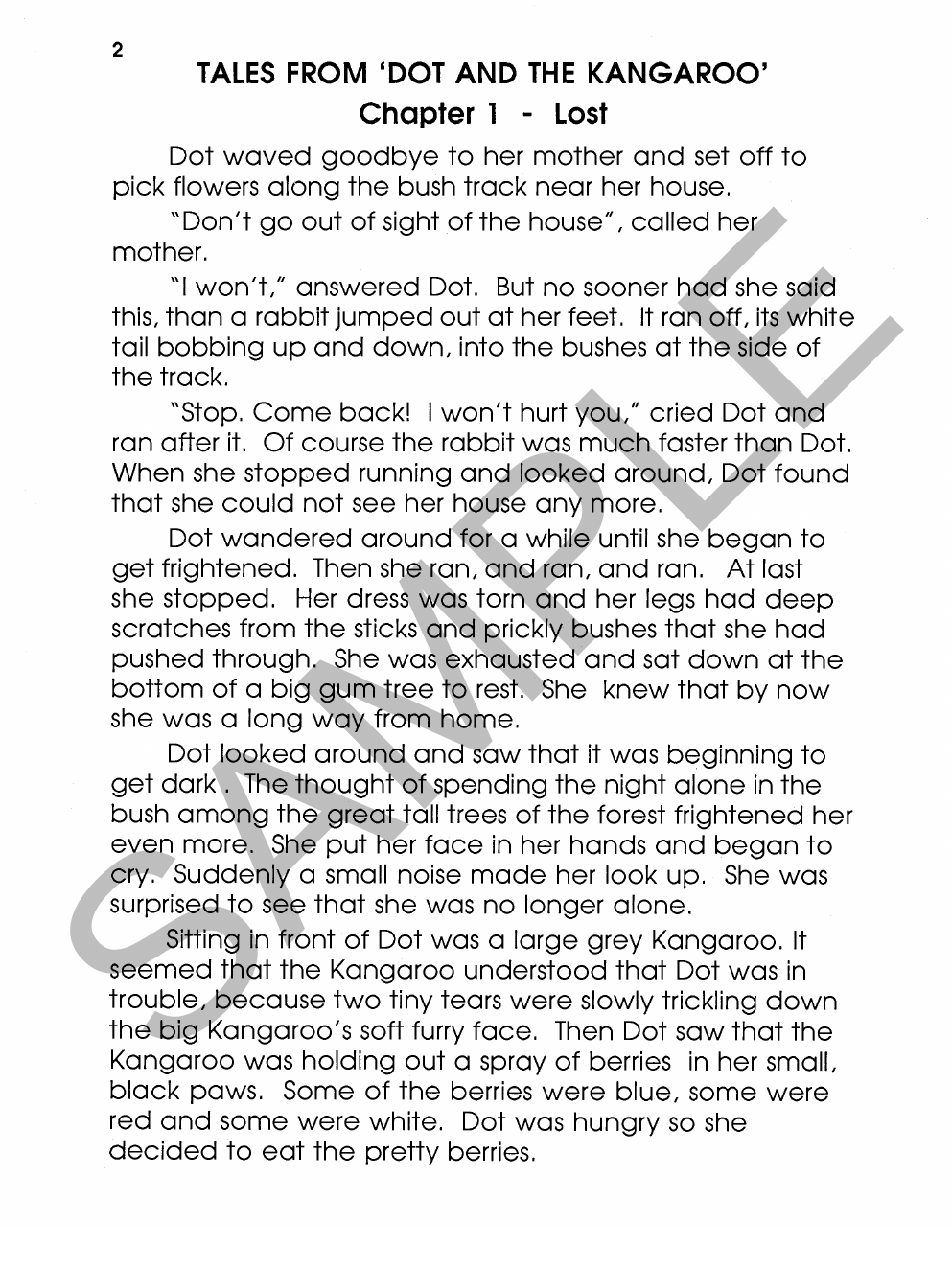 Dot and the Kangaroo Yrs 3 to 6 sample page