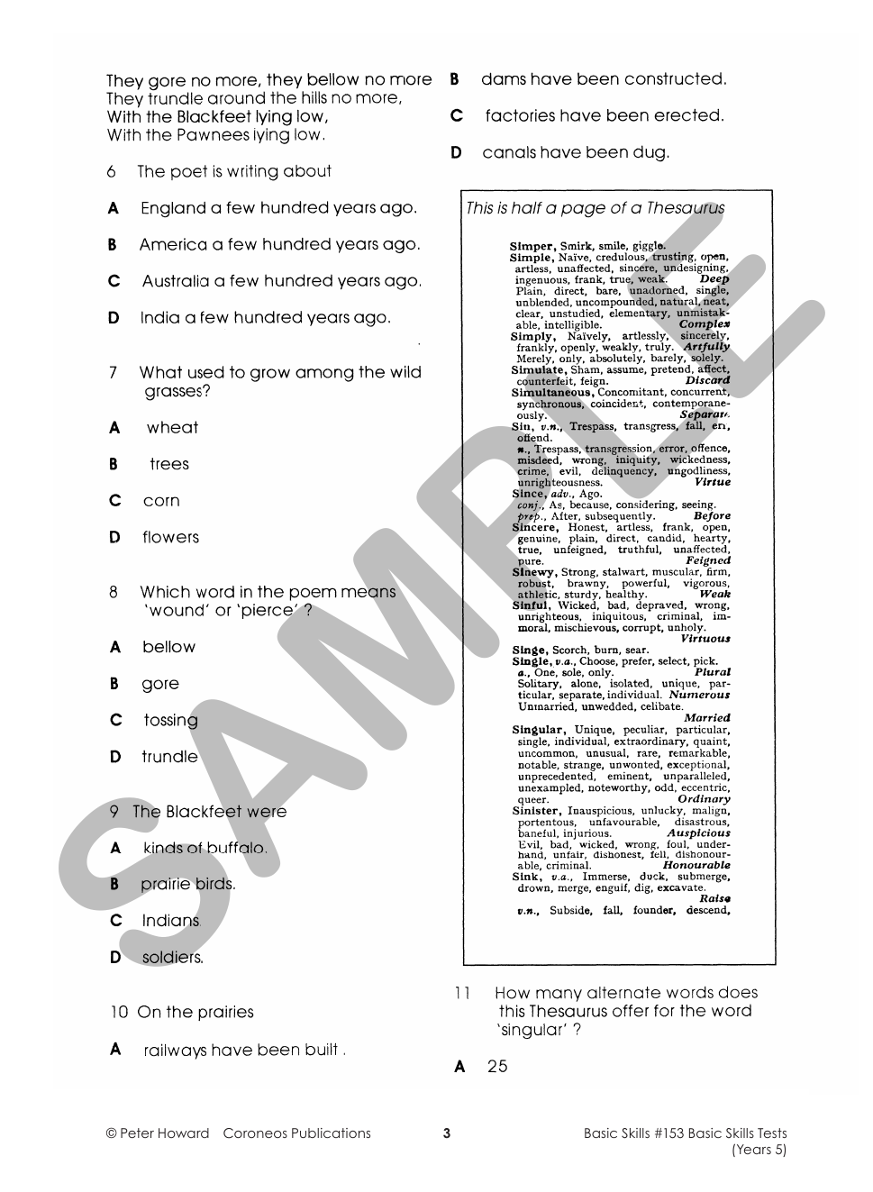 Year 5 Basic Skills Test - Suitable preparation for NAPLAN* Tests sample page