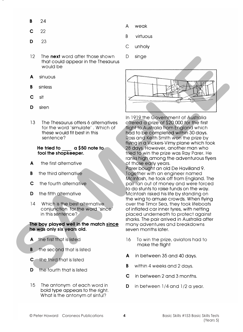 Year 5 Basic Skills Test - Suitable preparation for NAPLAN* Tests sample page