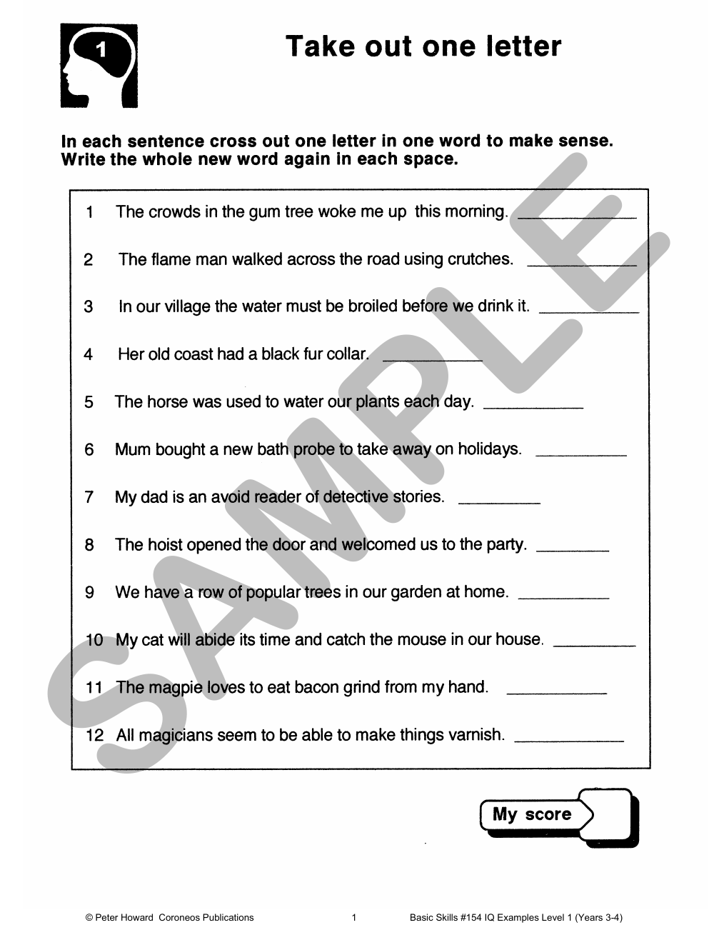 IQ Examples Level 1 Yrs 3 to 4 sample page