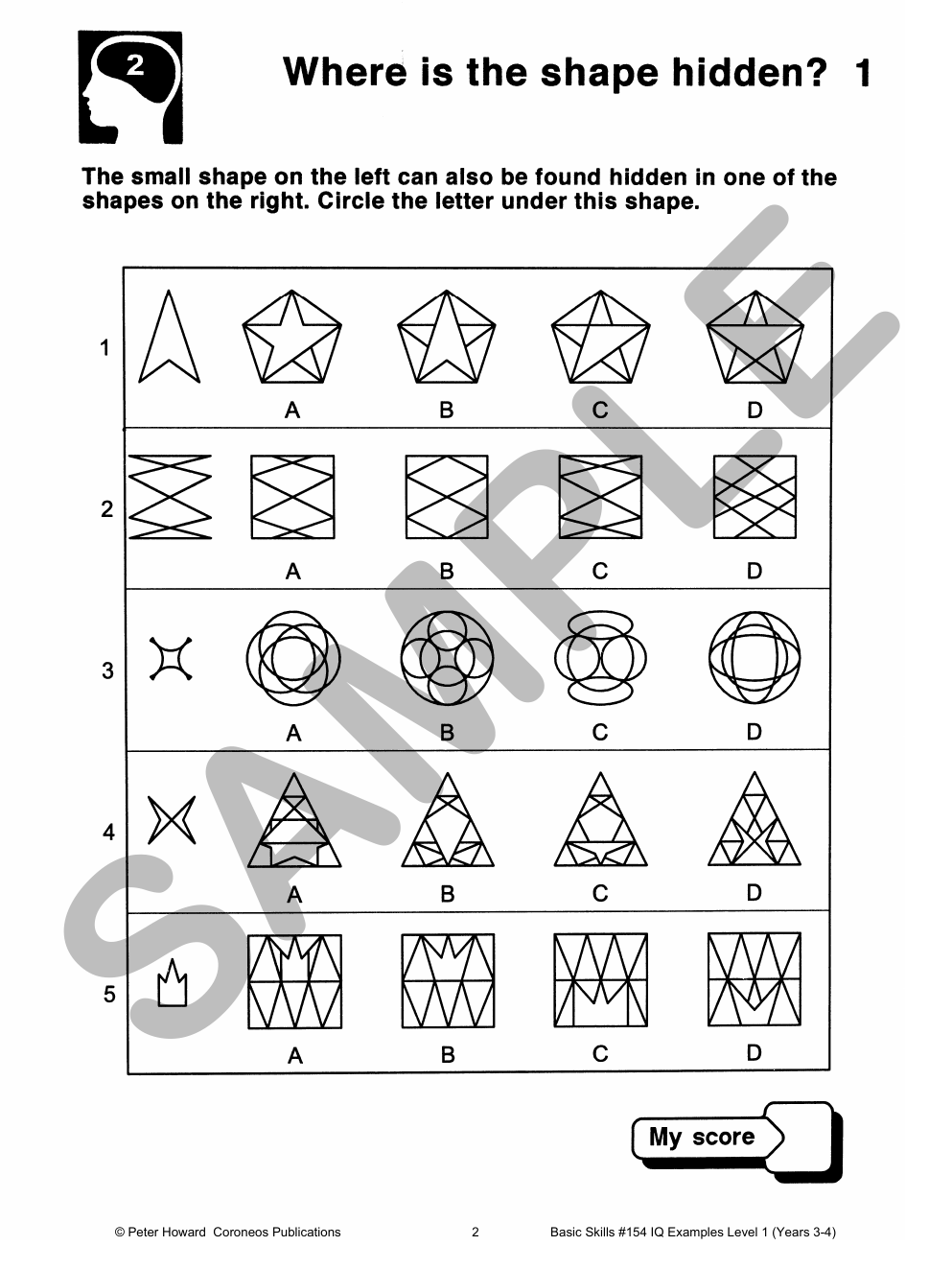 IQ Examples Level 1 Yrs 3 to 4 sample page