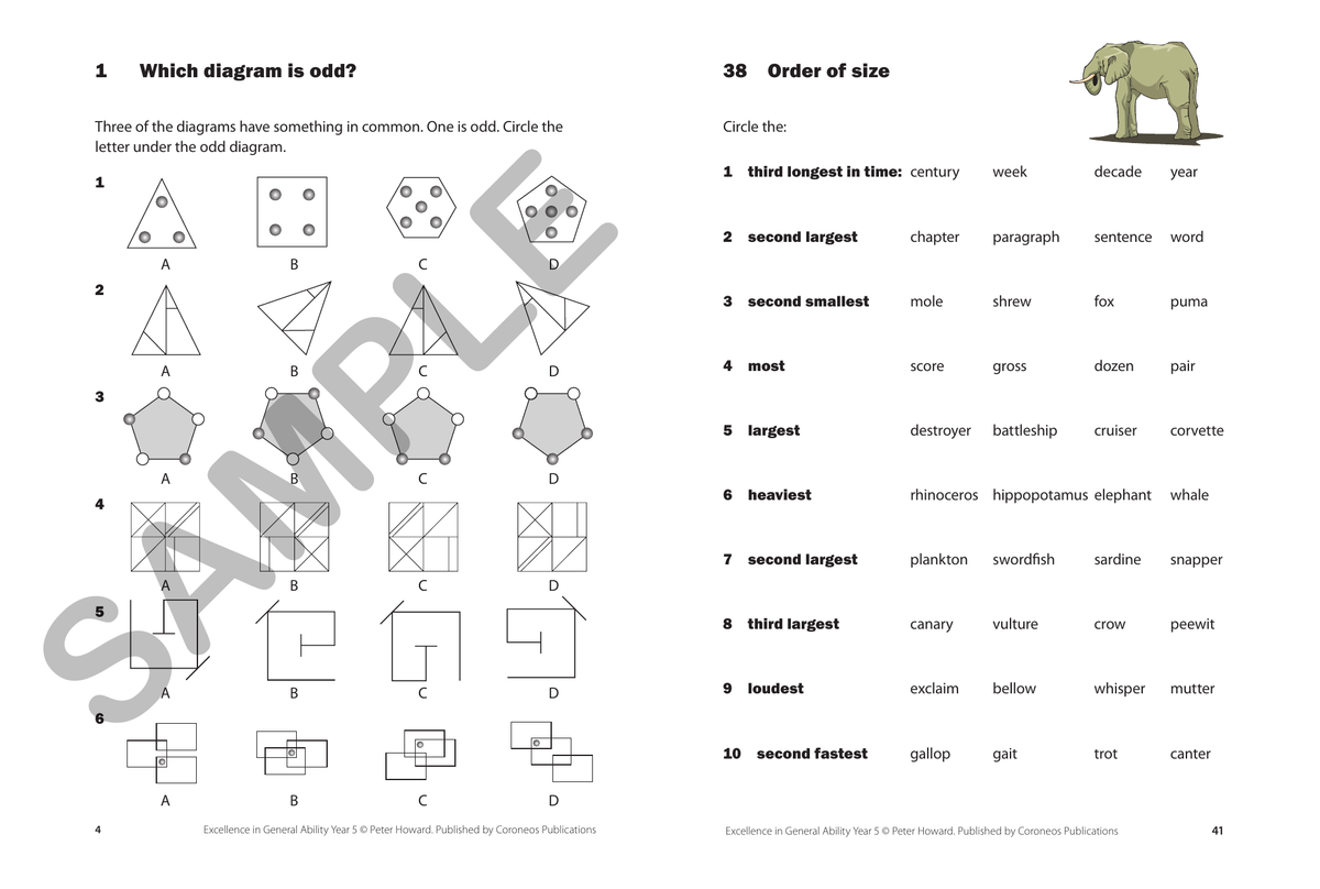 Excellence in General Ability Year 5 sample page