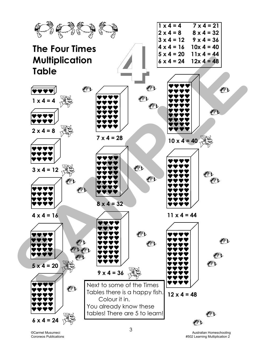Learning Multiplication 2 sample page