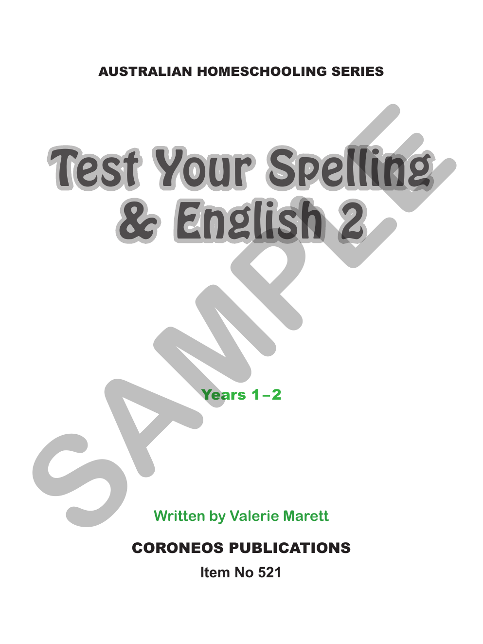 Test Your Spelling and English 2 sample page