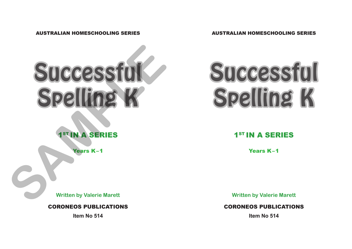 Successful Spelling K sample page