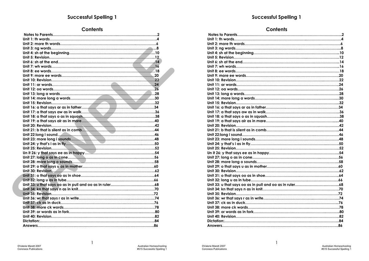 Successful Spelling 1 sample page
