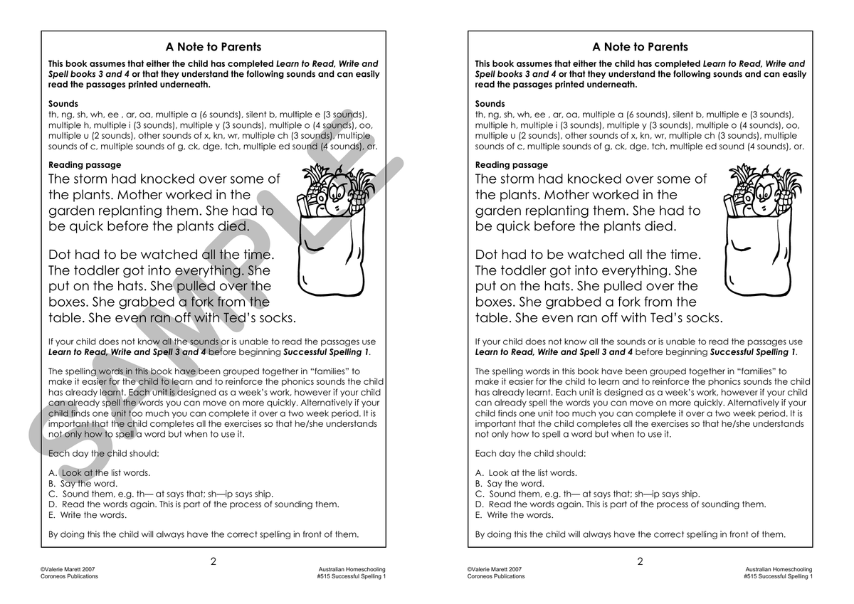 Successful Spelling 1 sample page