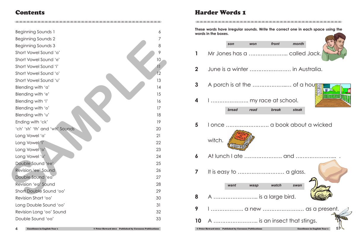 Excellence in English Year 1 sample page