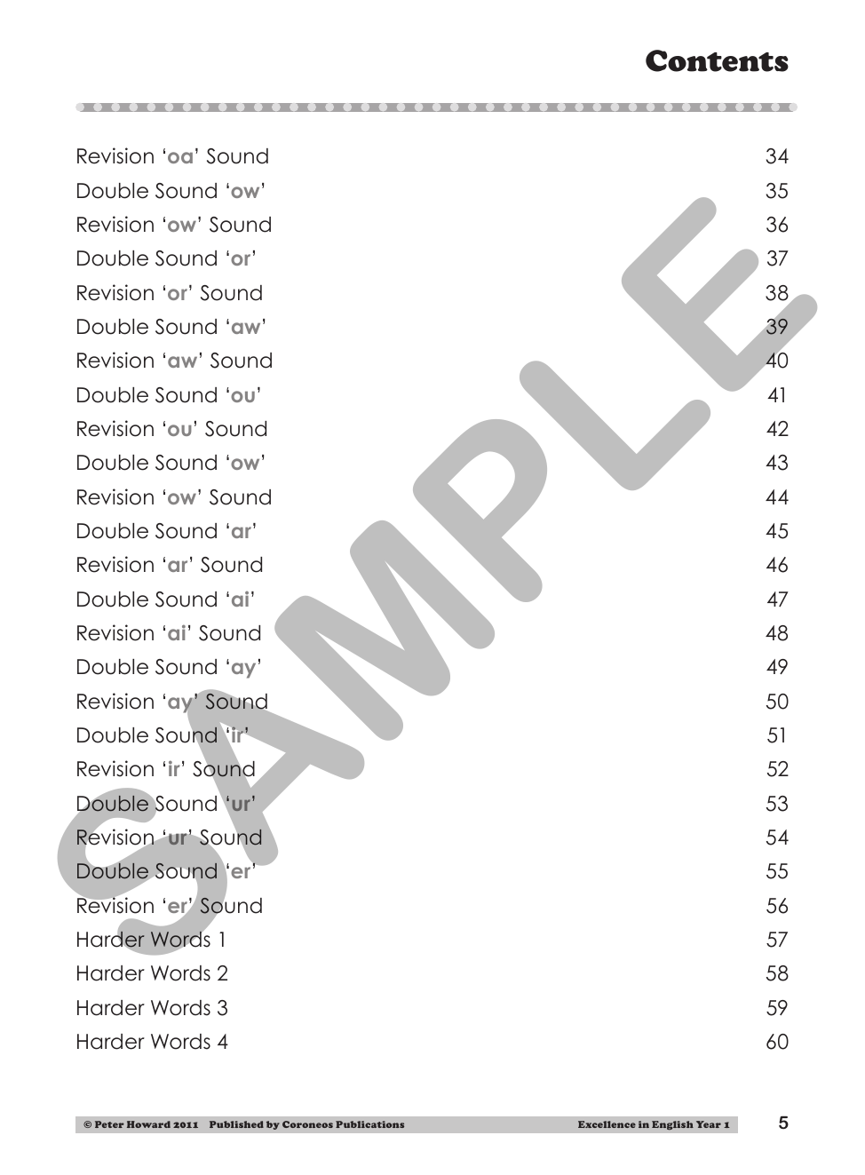 Excellence in English Year 1 sample page