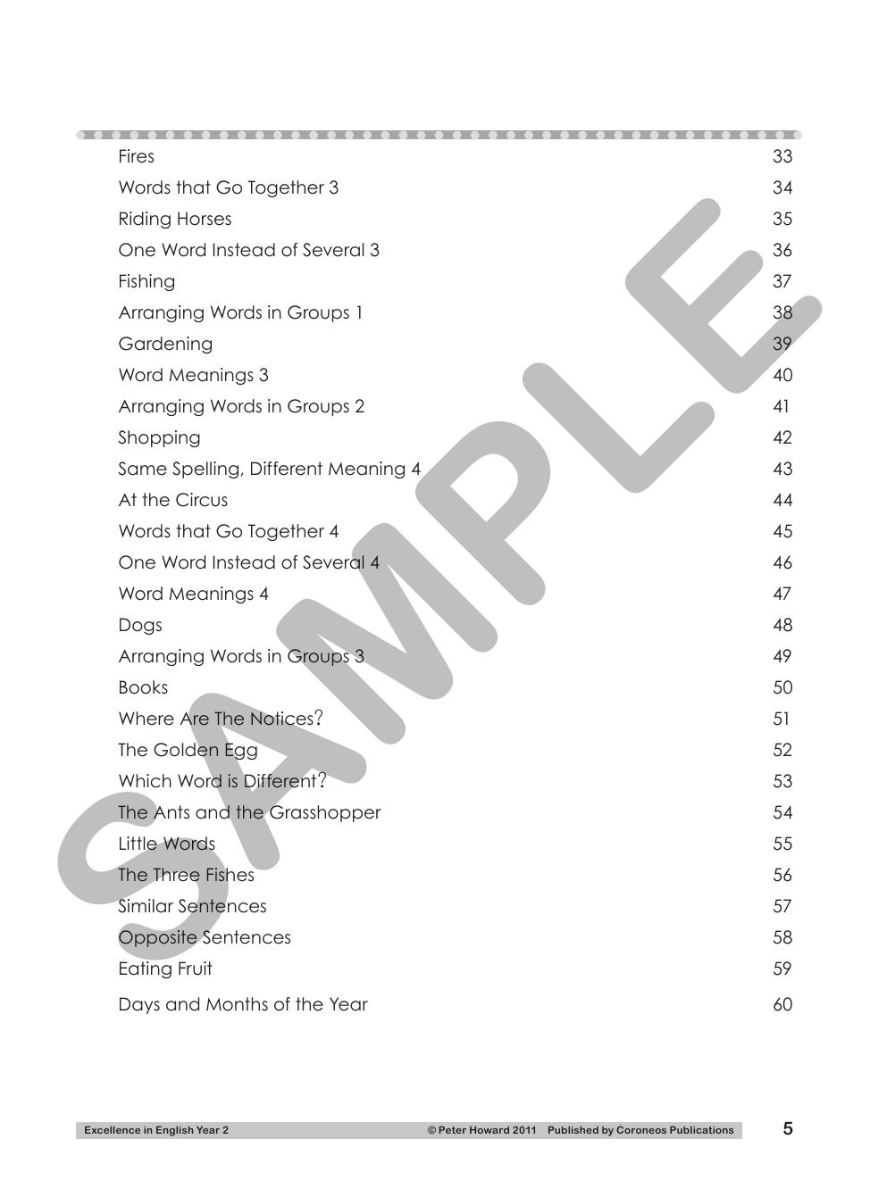 Excellence in English Year 2 sample page