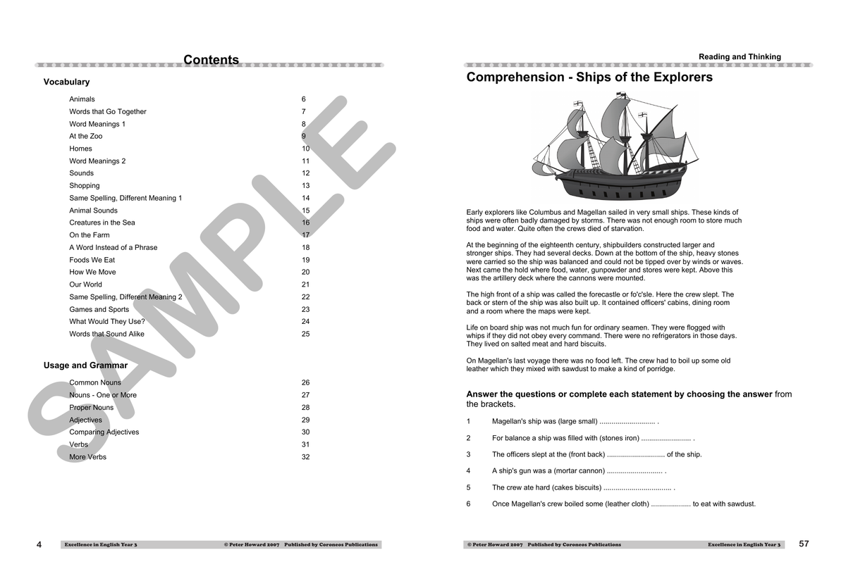 Excellence in English Year 3 sample page