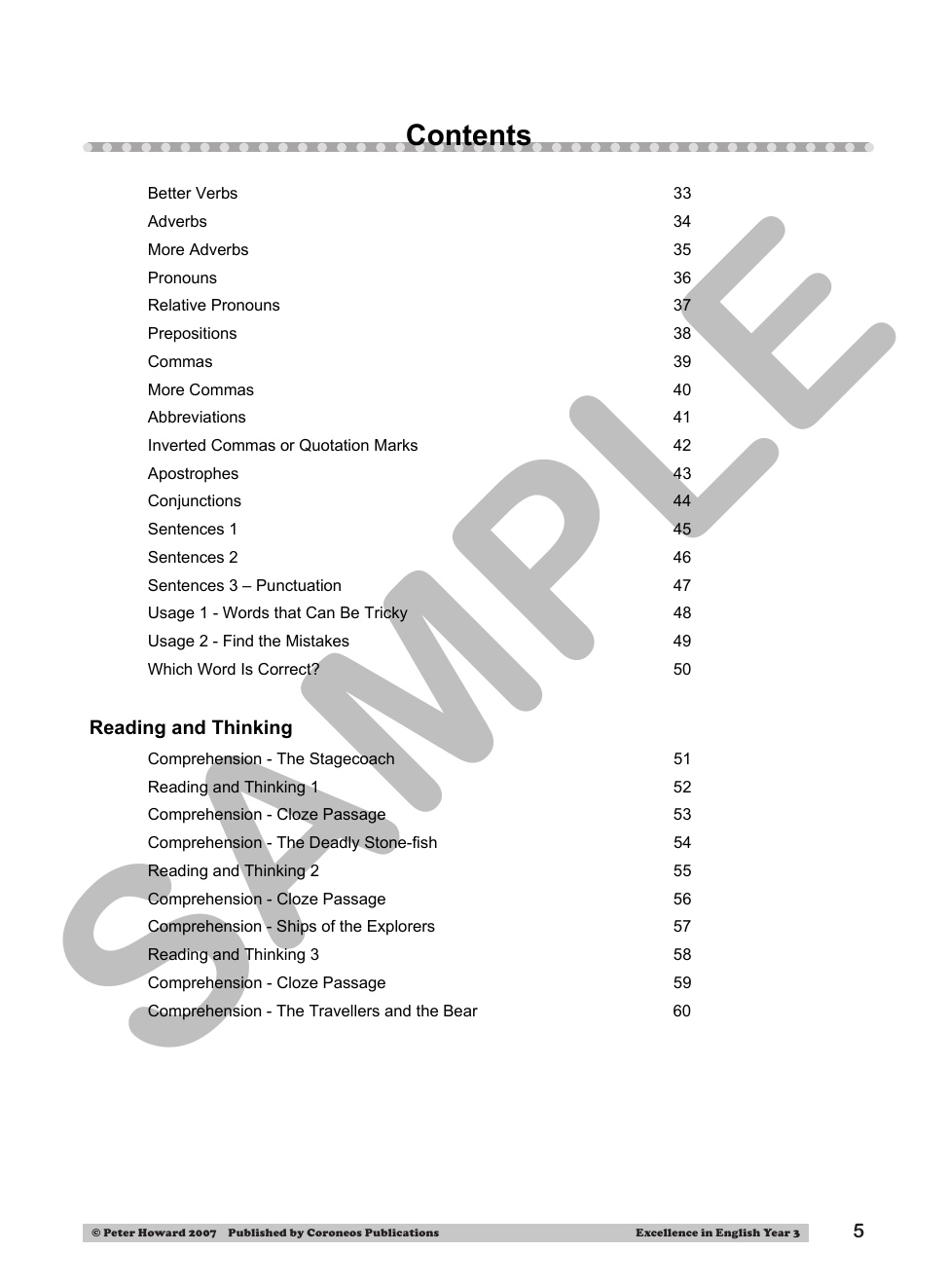 Excellence in English Year 3 sample page