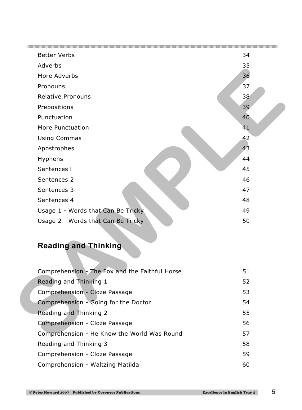 Excellence in English Year 4 sample page