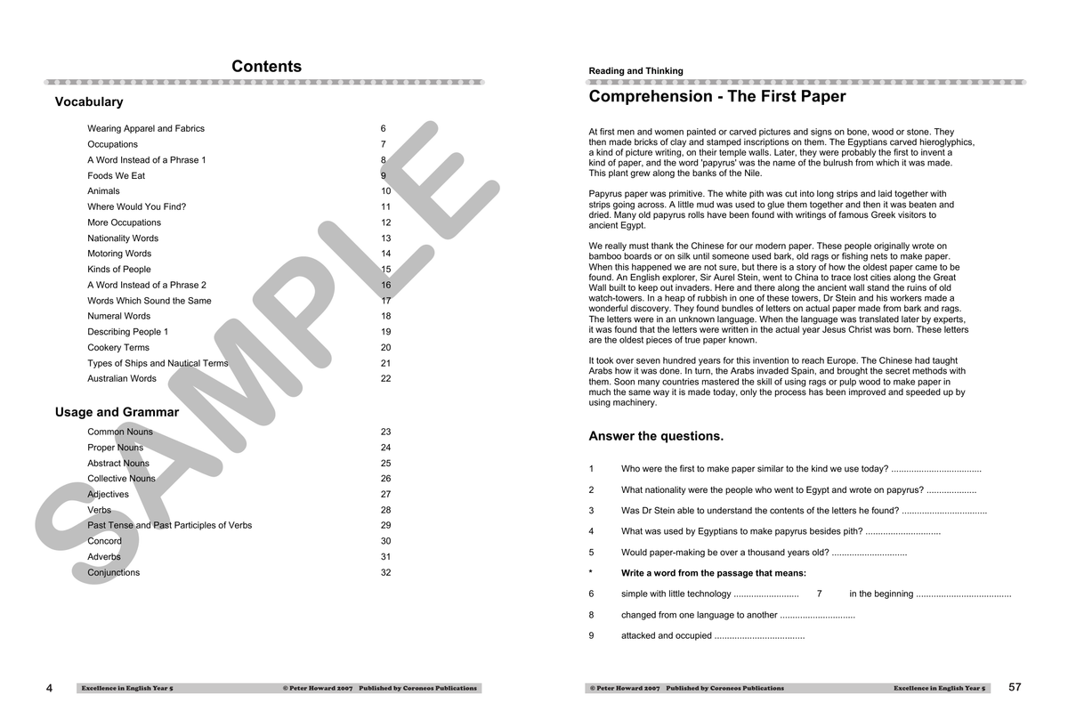Excellence in English Year 5 sample page