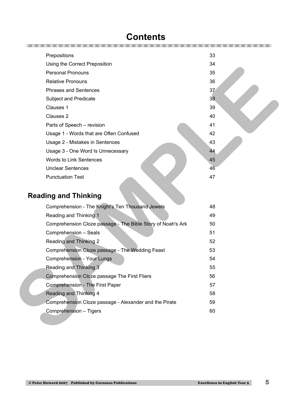 Excellence in English Year 5 sample page
