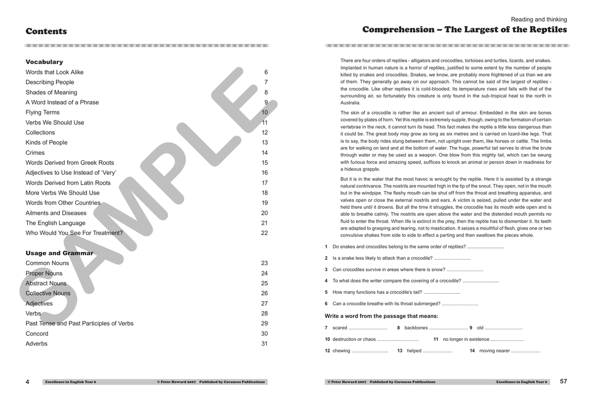 Excellence in English Year 6 sample page