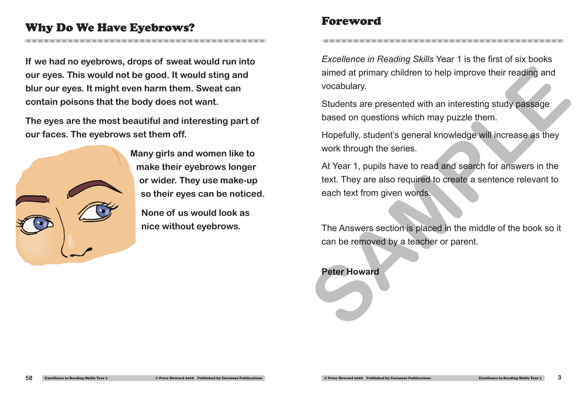 Excellence in Reading Skills Year 1 sample page