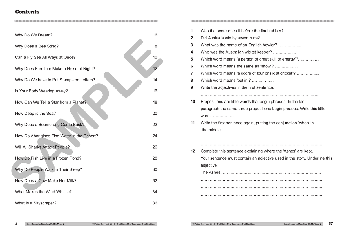 Excellence in Reading Skills Year 5 sample page
