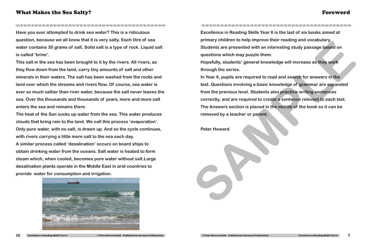 Excellence in Reading Skills Year 6 sample page