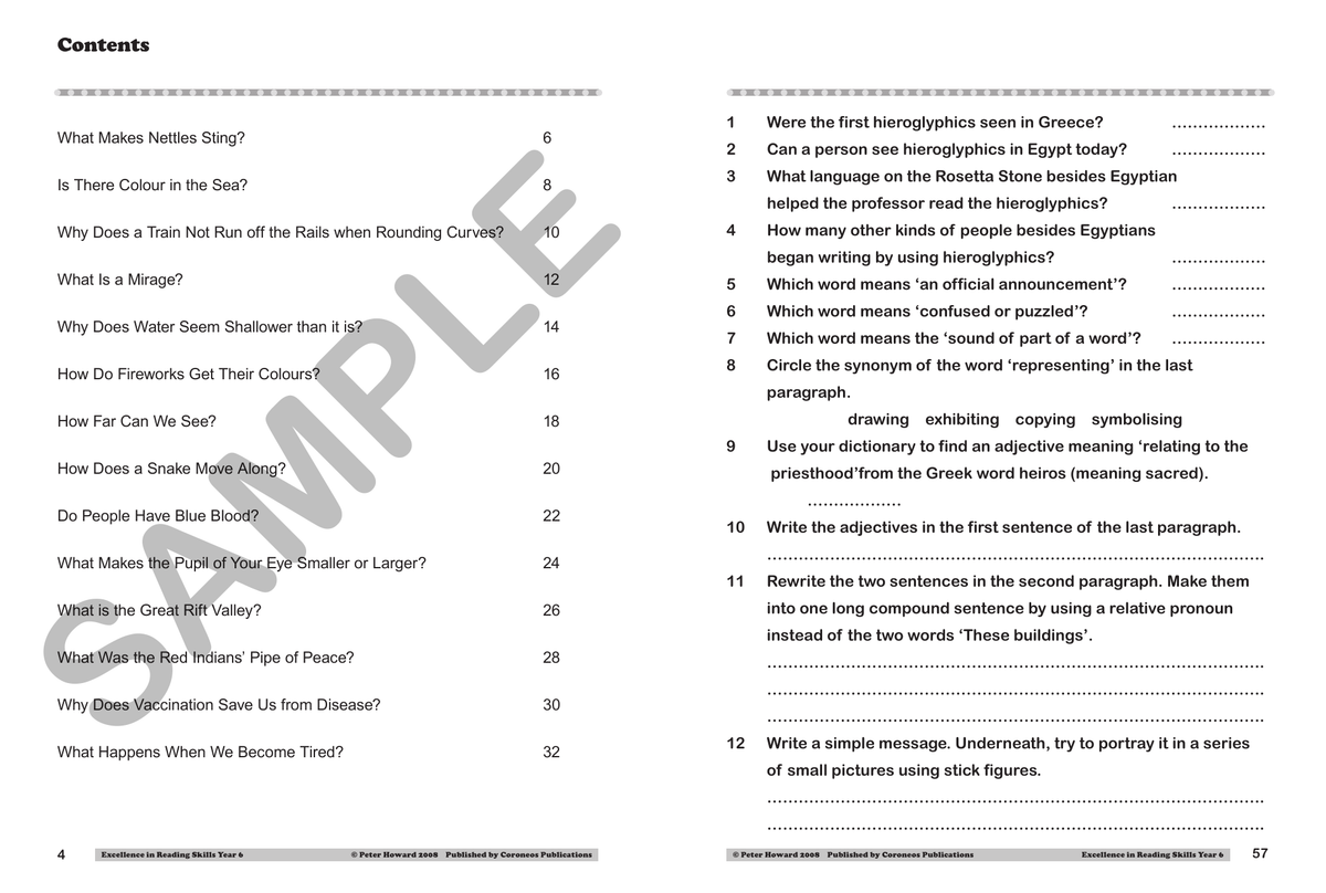 Excellence in Reading Skills Year 6 sample page