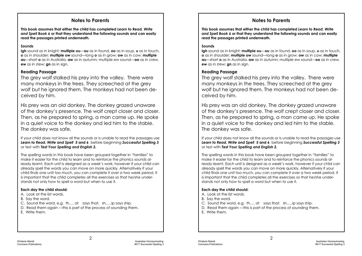 Successful Spelling 3 sample page