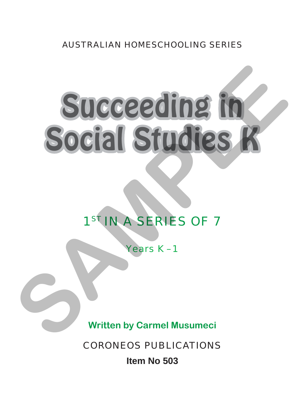 Succeeding in Social Studies Kindergarten sample page