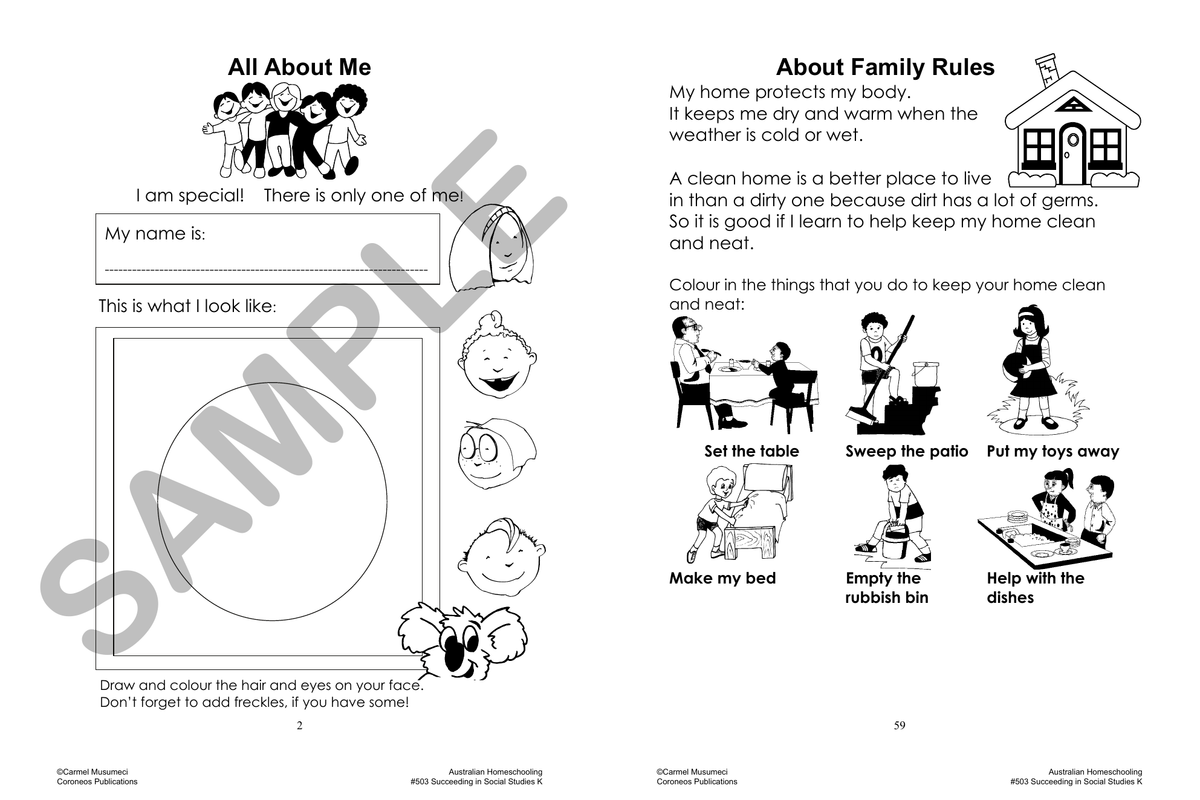 Succeeding in Social Studies Kindergarten sample page
