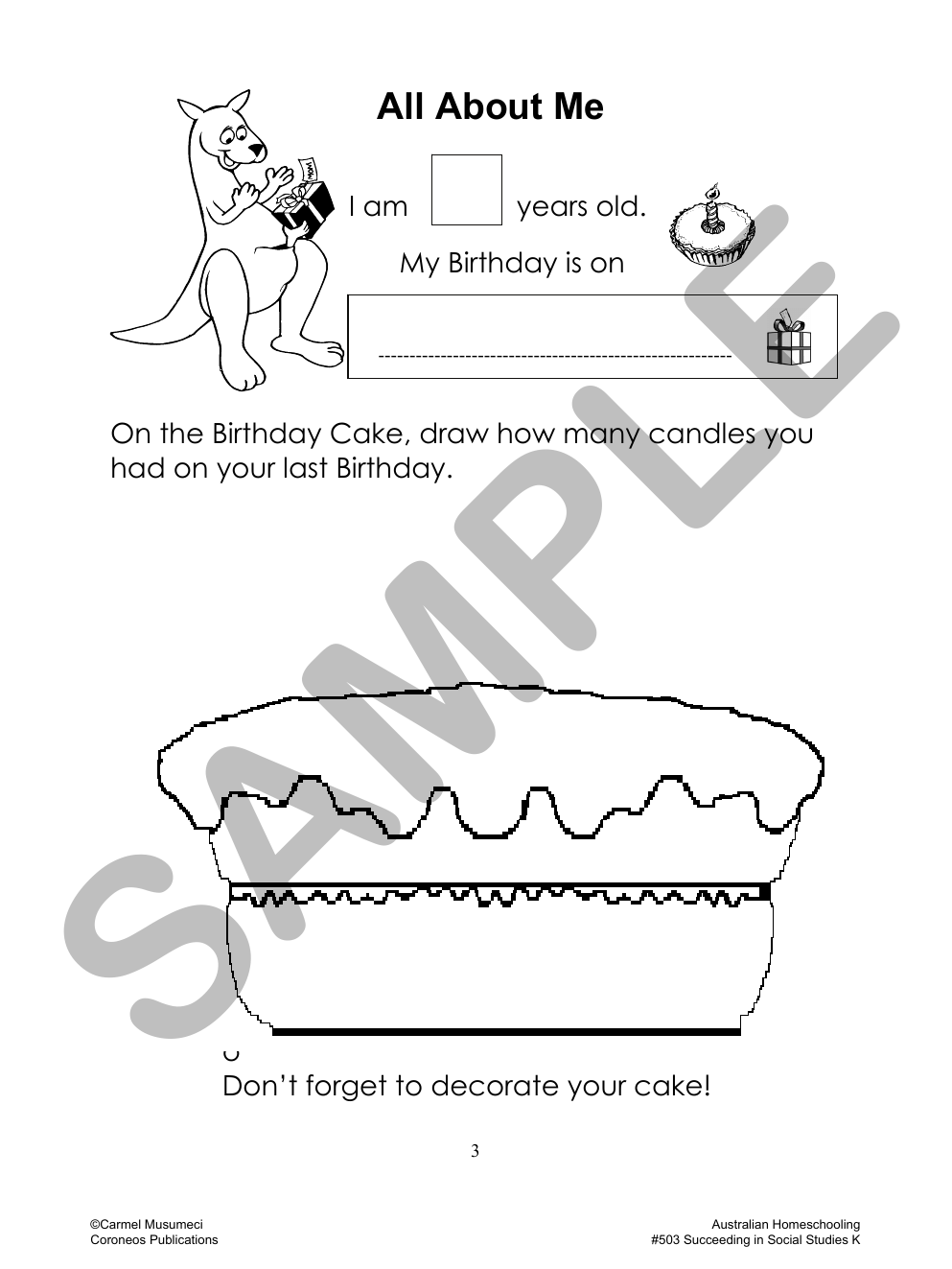 Succeeding in Social Studies Kindergarten sample page