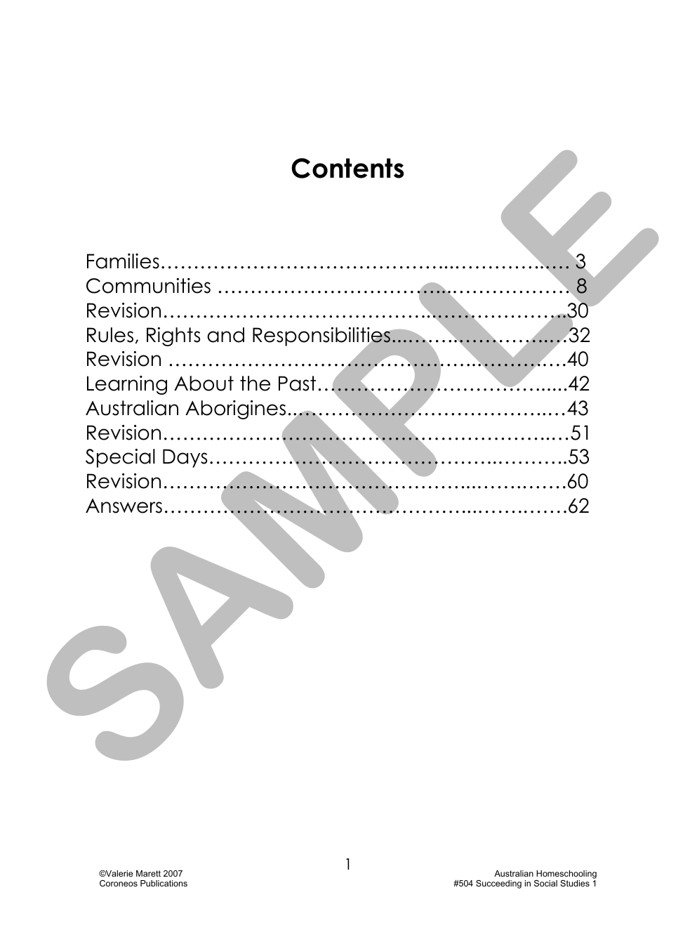 Succeeding in Social Studies Year 1 sample page