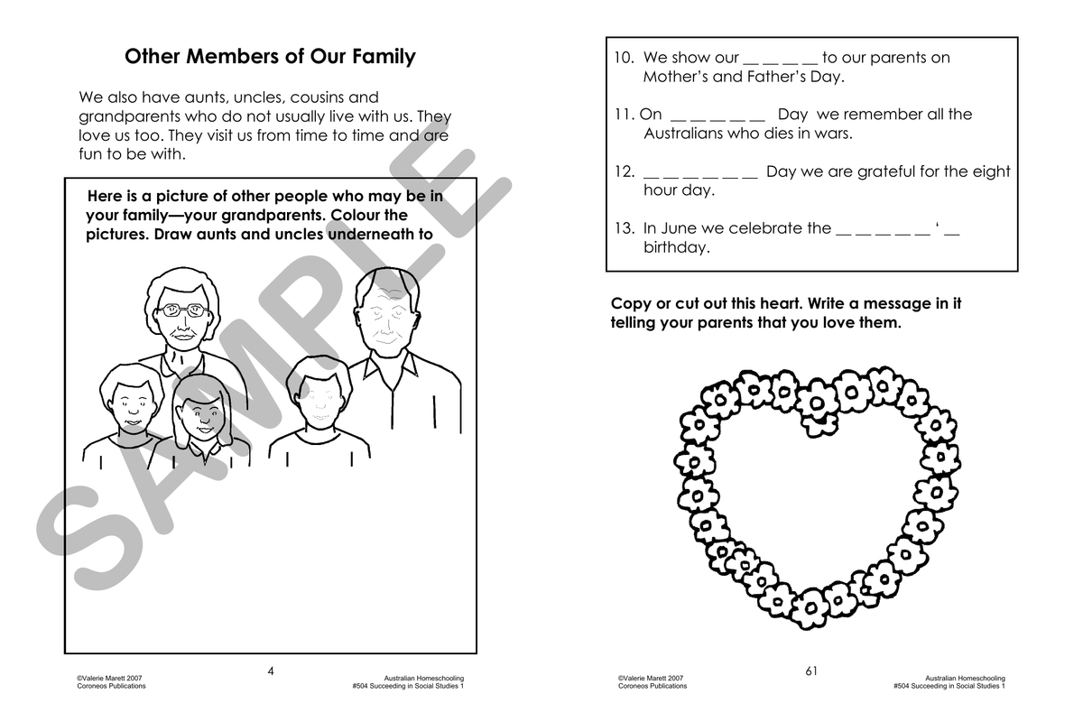 Succeeding in Social Studies Year 1 sample page
