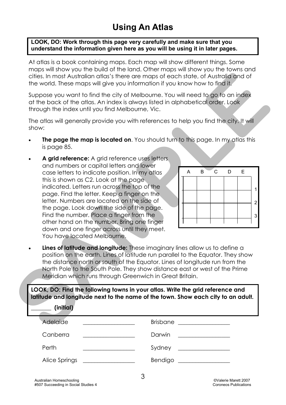 Succeeding in Social Studies Year 4 sample page