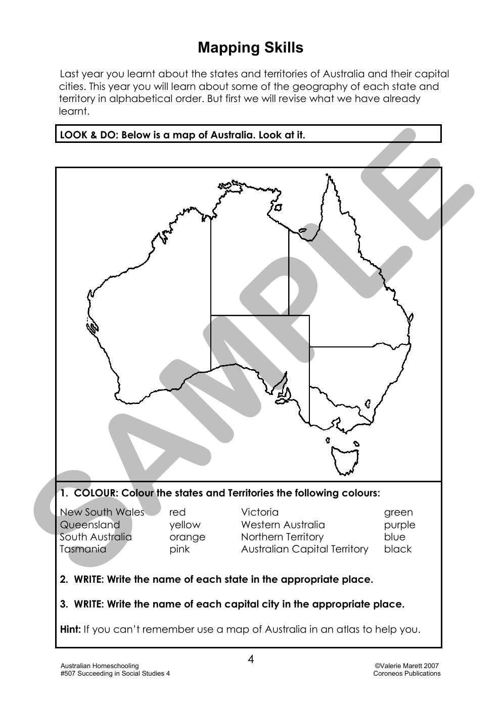 Succeeding in Social Studies Year 4 sample page