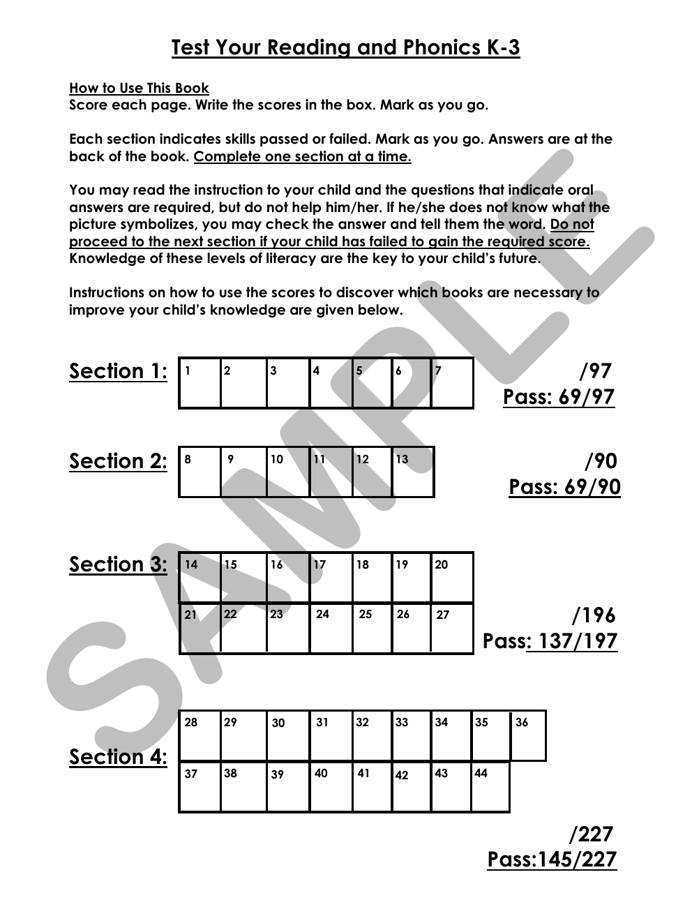 Test Your Reading and Phonics K to 3 sample page