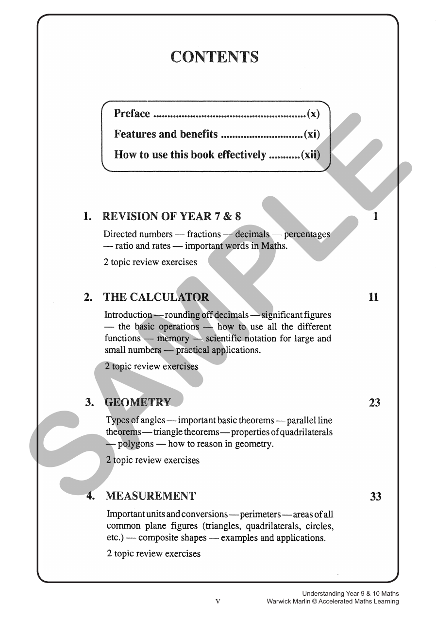 Understanding Maths - Years 9 and 10 Intermediate sample page