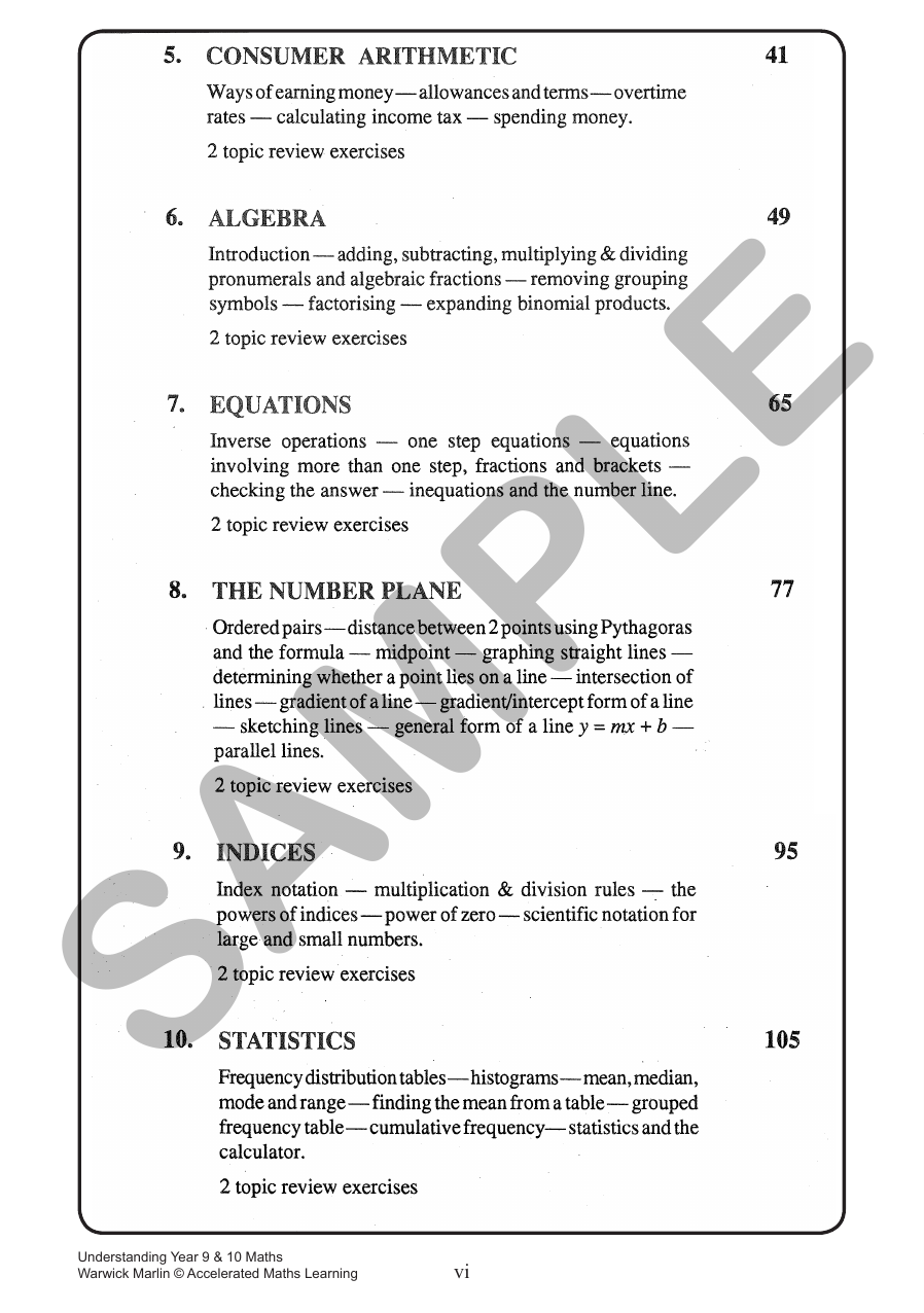 Understanding Maths - Years 9 and 10 Intermediate sample page